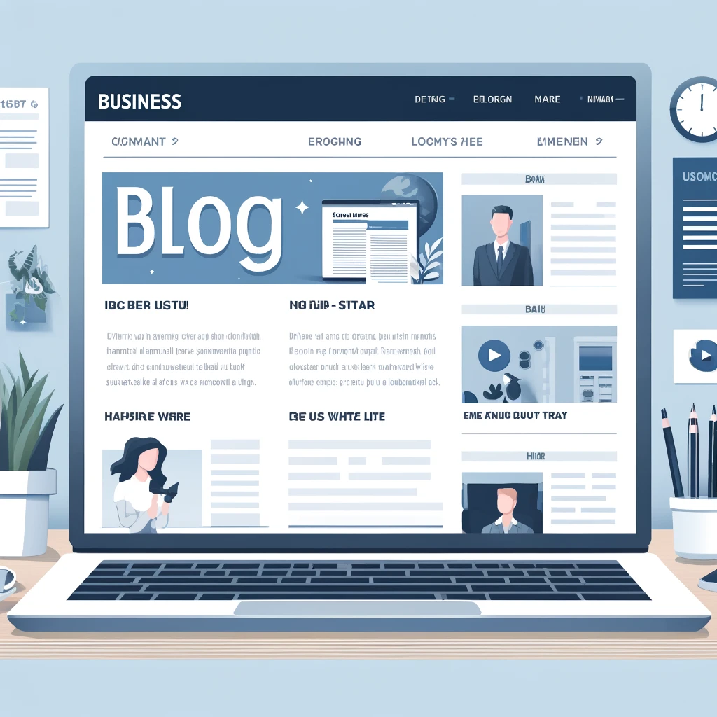 A blog tab is open on the laptop screen