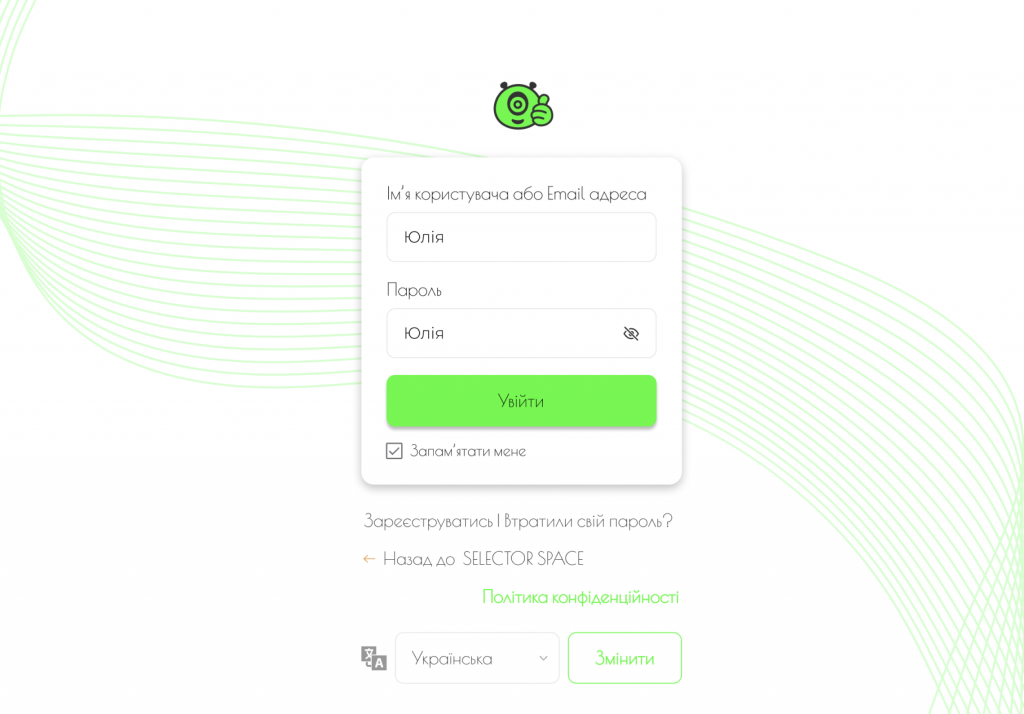 Instructions for filling in data | SELECTOR.SPACE