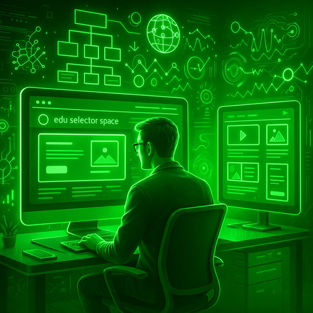 A developer at a computer | SELECTOR.SPACE