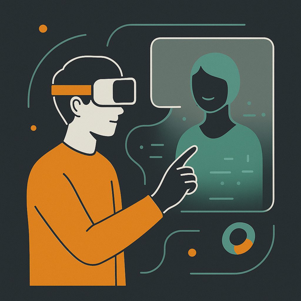 Image of a person wearing virtual reality glasses Man in virtual reality glasses | SELECTOR.SPACE